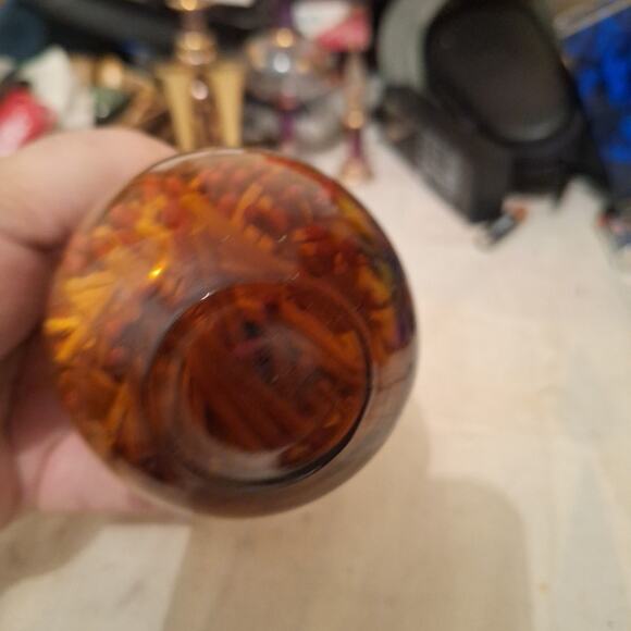 Vintage Amber Glass Light Bulb Match Stick Holder Mid Century Blown Glass 5.5” - Picture 4 of 5